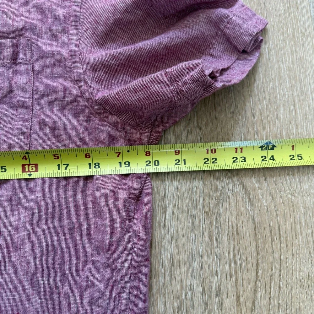 Banana Republic Linen Blend Slim Fit Button Down Shirt Mens M Red Short Sleeve